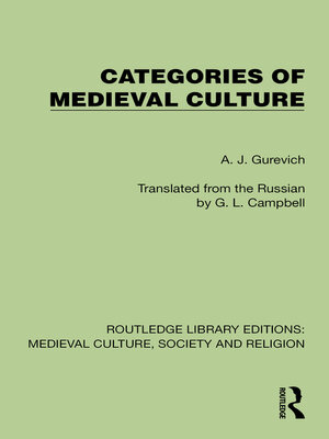 cover image of Categories of Medieval Culture